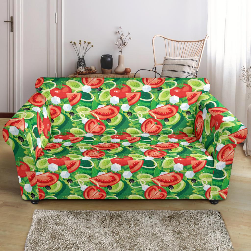Vegan Salad Themed Design Print Loveseat Slipcover-JTAMIGO.COM