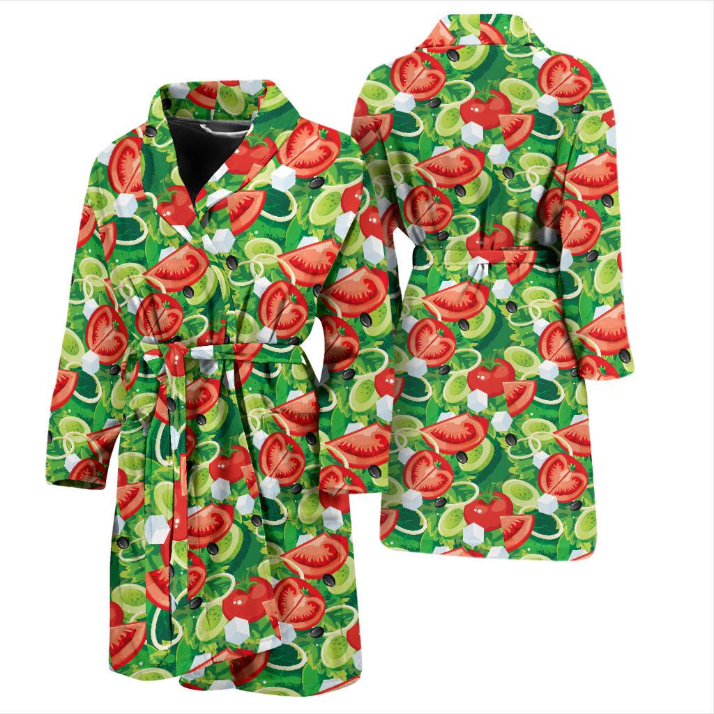 Vegan Salad Themed Design Print Men Bath Robe-JTAMIGO.COM