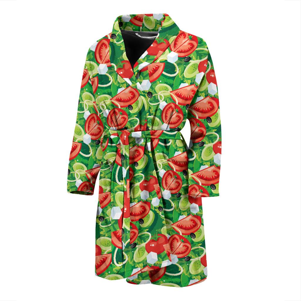 Vegan Salad Themed Design Print Men Bath Robe-JTAMIGO.COM