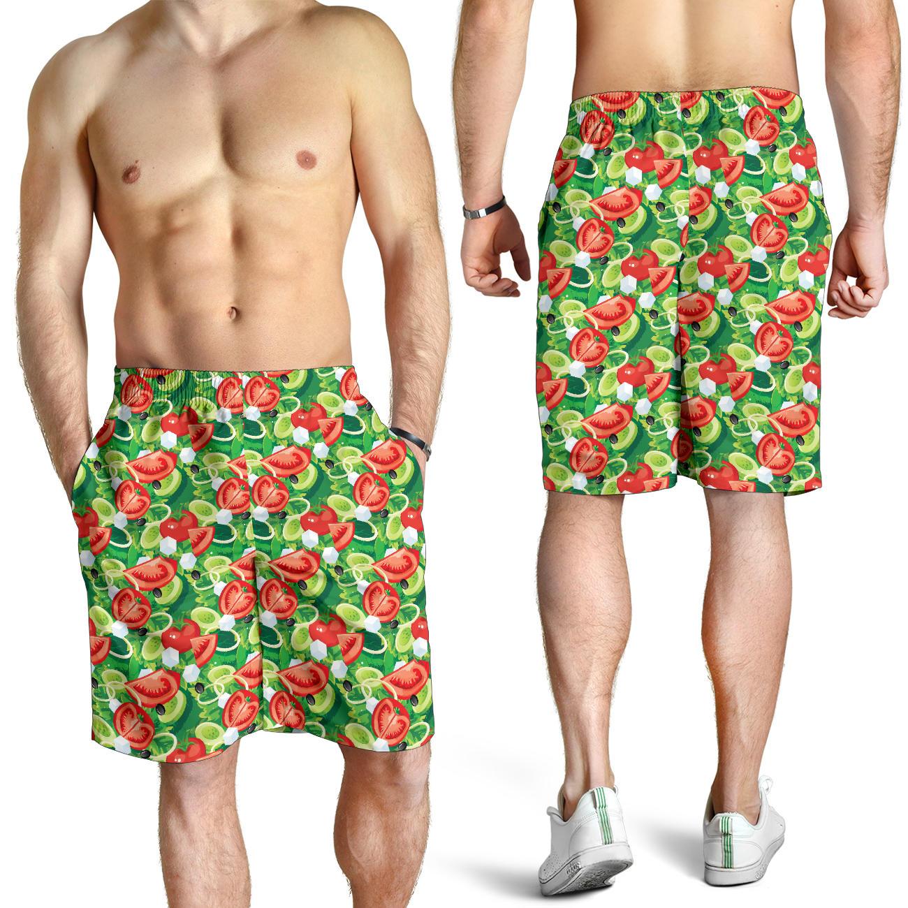 Vegan Salad Themed Design Print Mens Shorts-JTAMIGO.COM