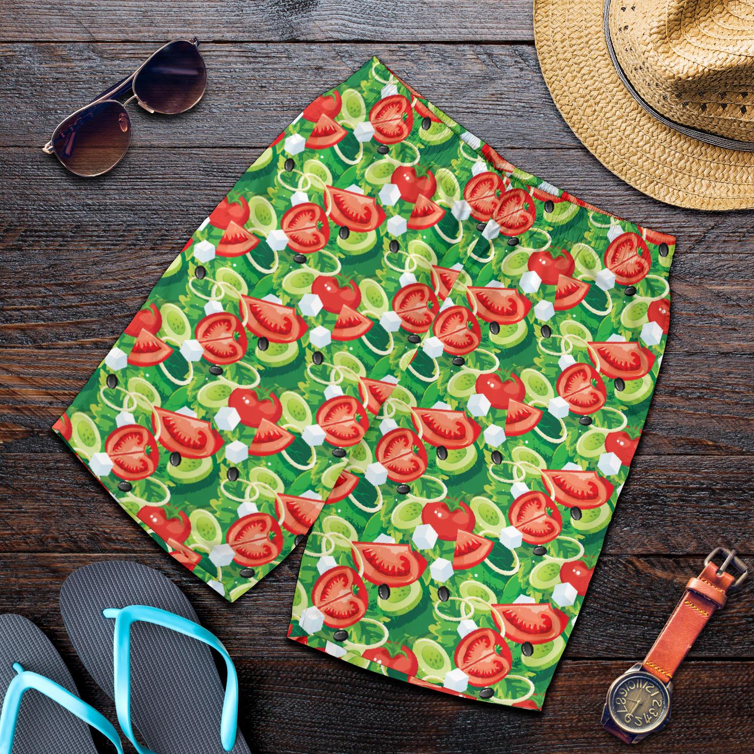 Vegan Salad Themed Design Print Mens Shorts-JTAMIGO.COM