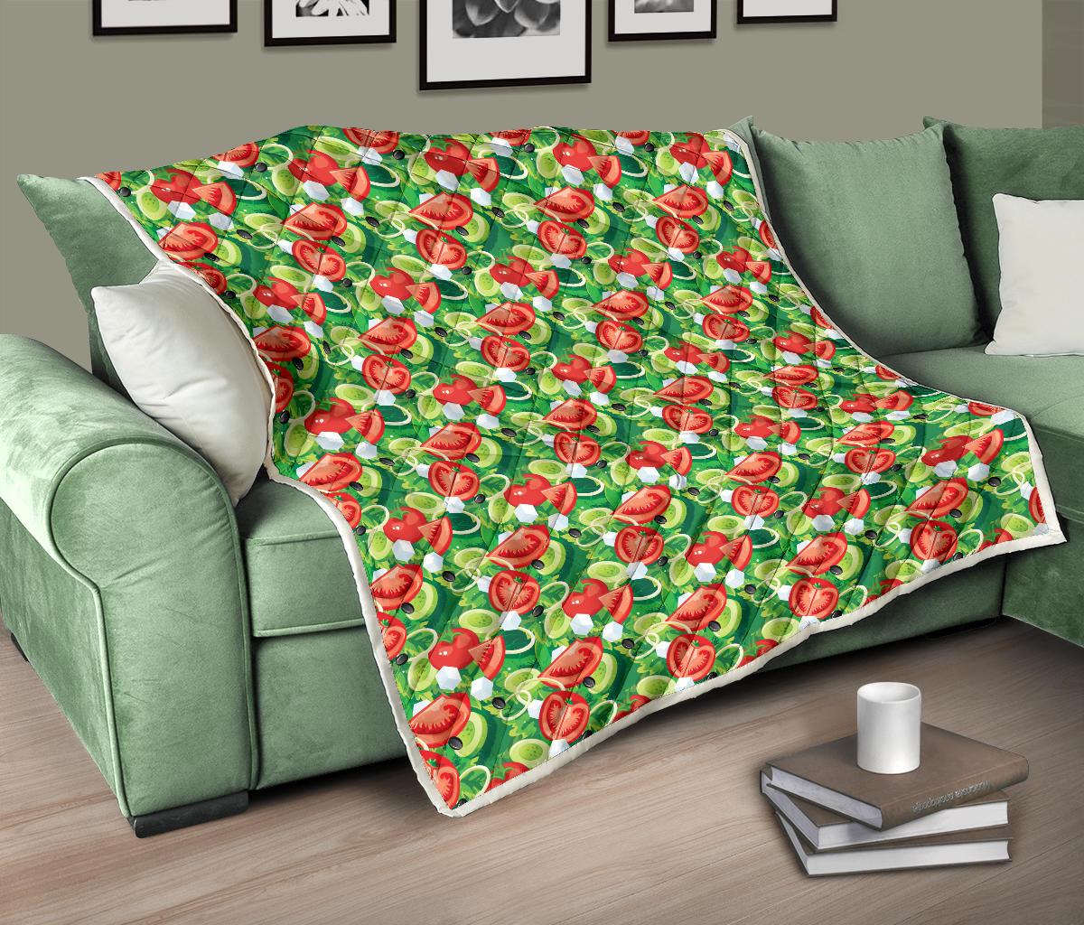 Vegan Salad Themed Design Print Premium Quilt-JTAMIGO.COM