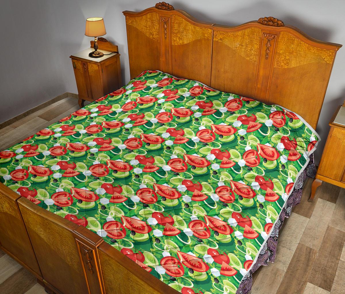 Vegan Salad Themed Design Print Premium Quilt-JTAMIGO.COM