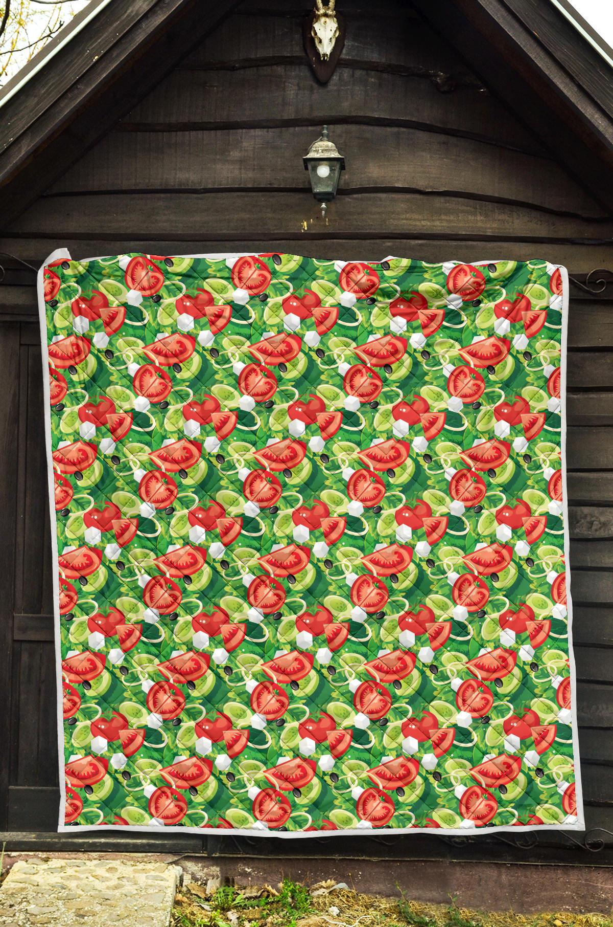 Vegan Salad Themed Design Print Premium Quilt-JTAMIGO.COM