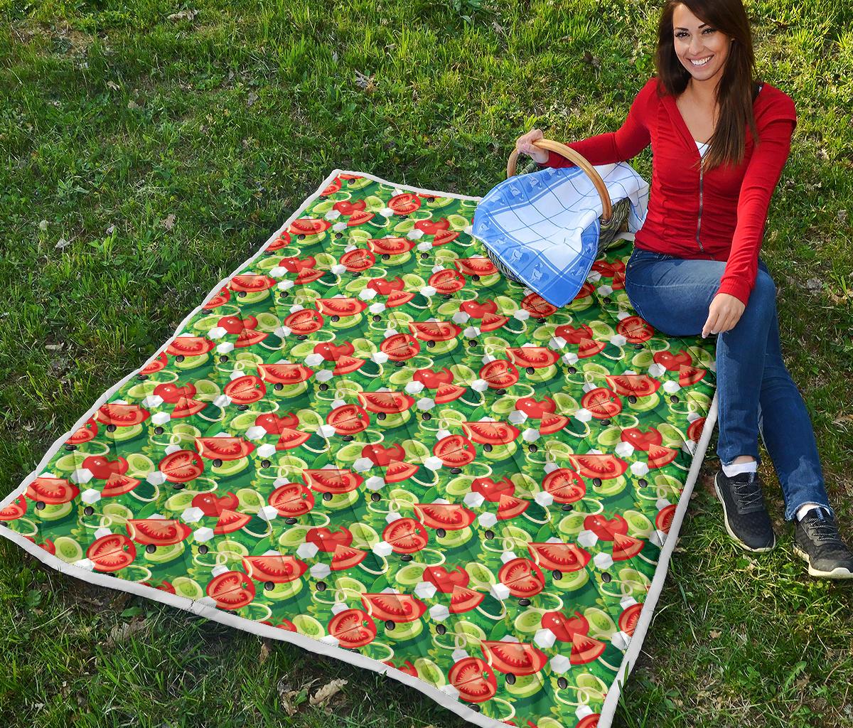 Vegan Salad Themed Design Print Premium Quilt-JTAMIGO.COM