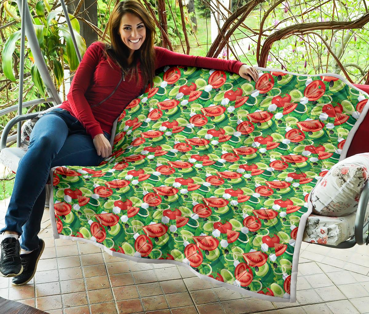 Vegan Salad Themed Design Print Premium Quilt-JTAMIGO.COM