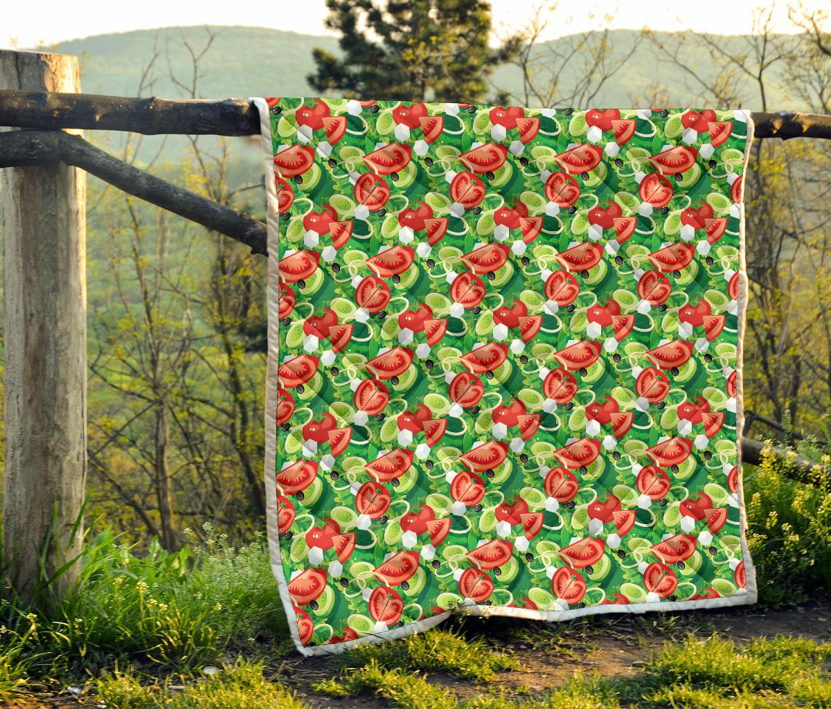 Vegan Salad Themed Design Print Premium Quilt-JTAMIGO.COM