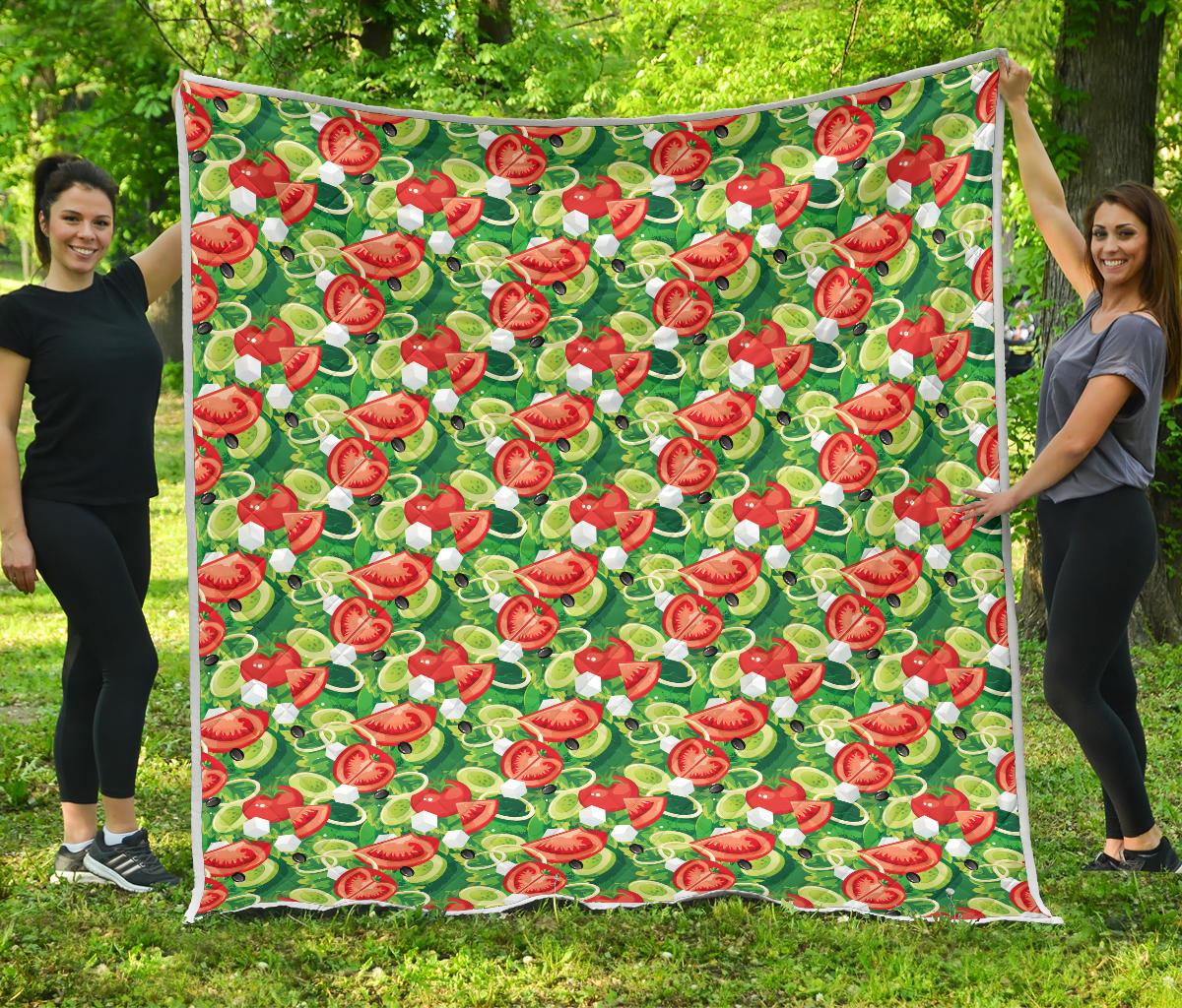 Vegan Salad Themed Design Print Premium Quilt-JTAMIGO.COM