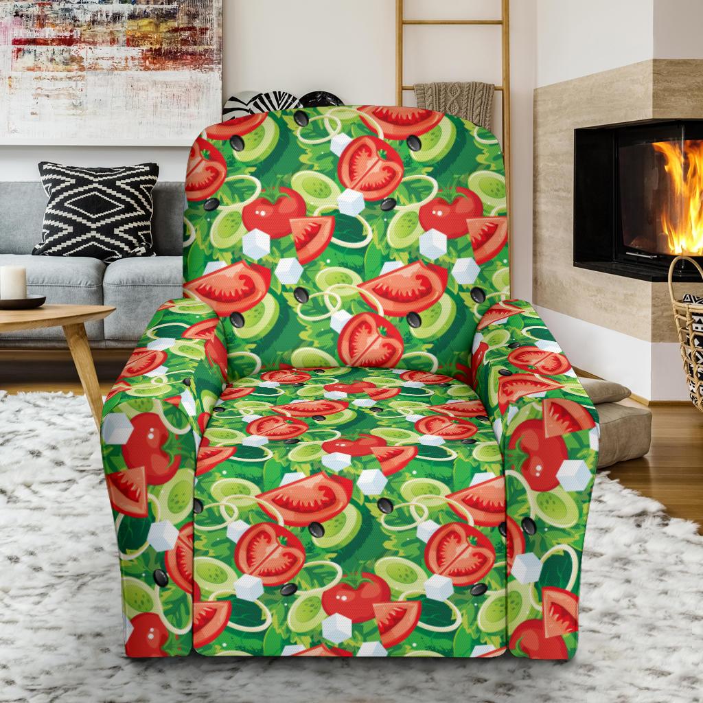 Vegan Salad Themed Design Print Single Sofa Slipcover -JTAMIGO.COM