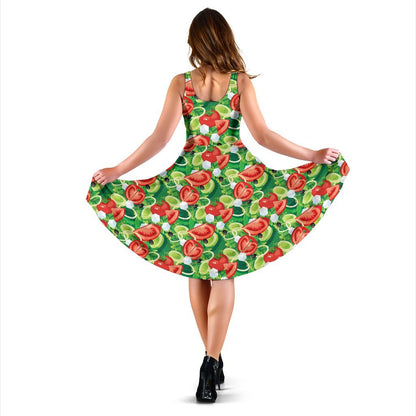 Vegan Salad Themed Design Print Sleeveless Dress