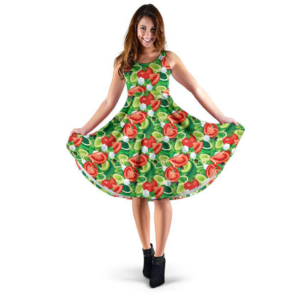 Vegan Salad Themed Design Print Sleeveless Dress