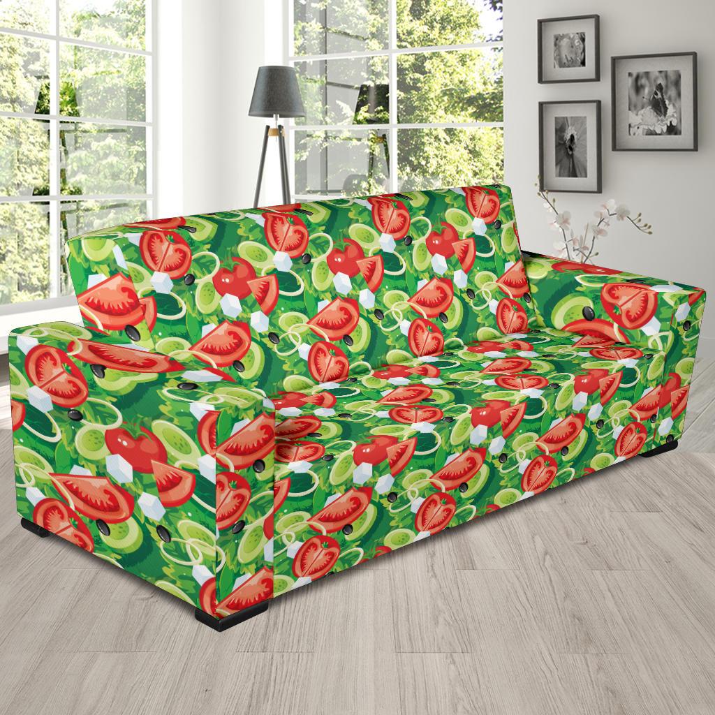Vegan Salad Themed Design Print Sofa Slipcover-JTAMIGO.COM