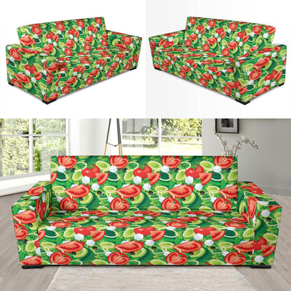 Vegan Salad Themed Design Print Sofa Slipcover-JTAMIGO.COM