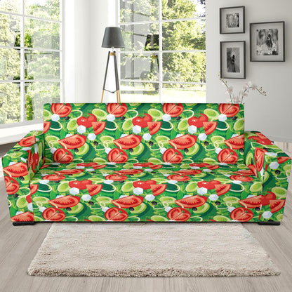 Vegan Salad Themed Design Print Sofa Slipcover-JTAMIGO.COM