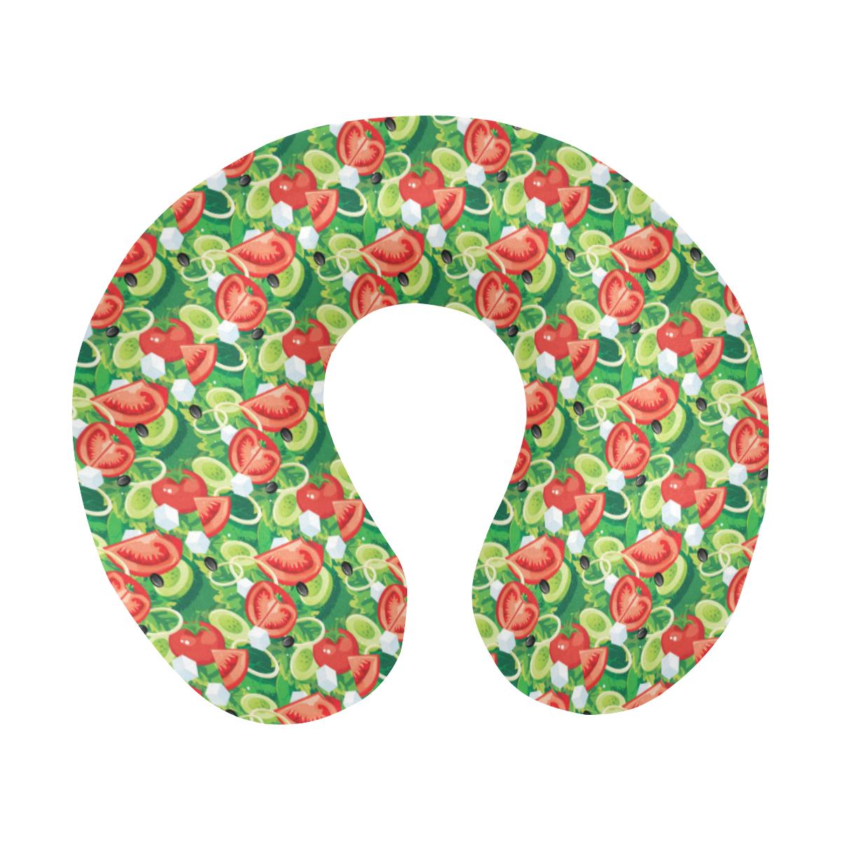 Vegan Salad Themed Design Print U-Shaped Travel Neck Pillow-JTAMIGO.COM