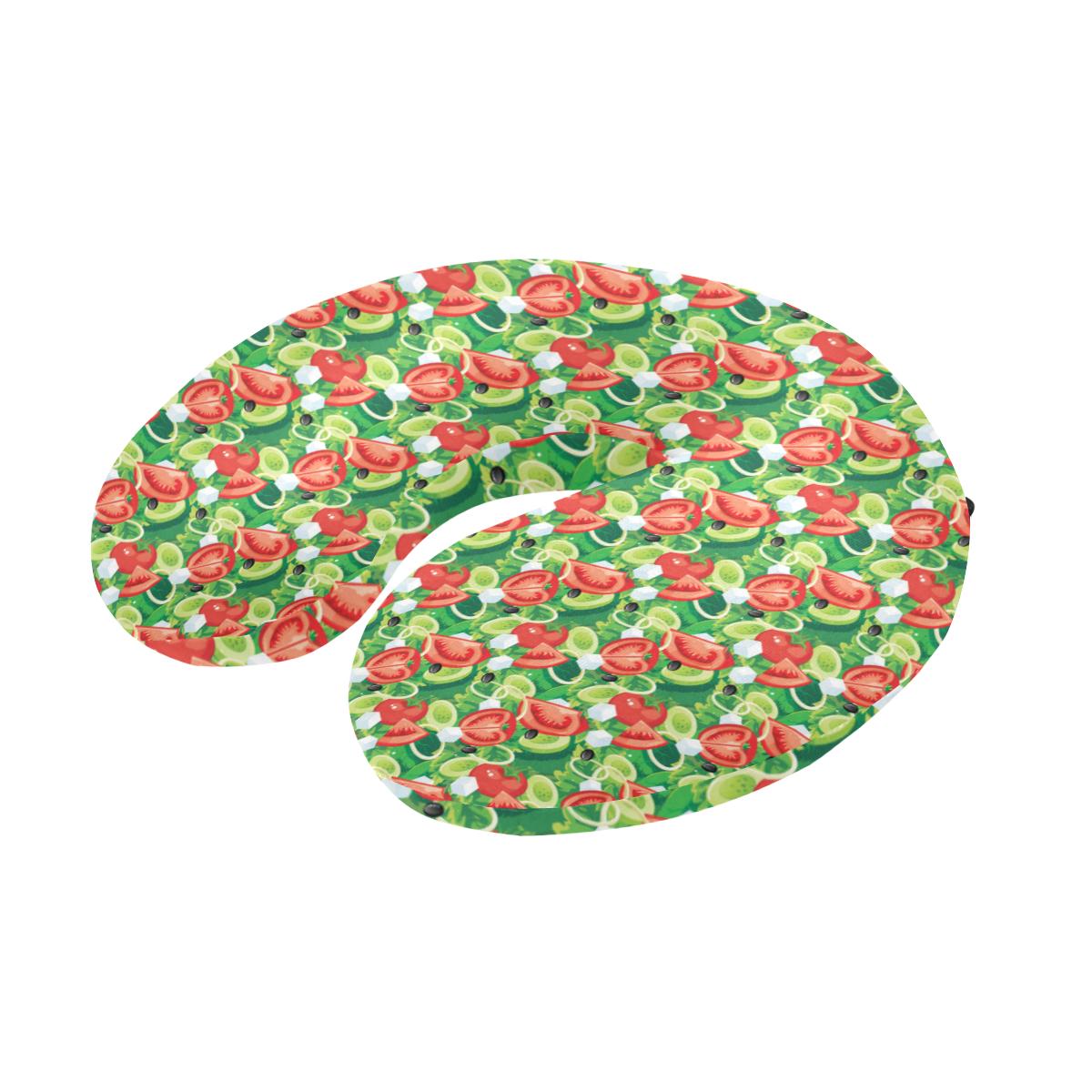 Vegan Salad Themed Design Print U-Shaped Travel Neck Pillow-JTAMIGO.COM