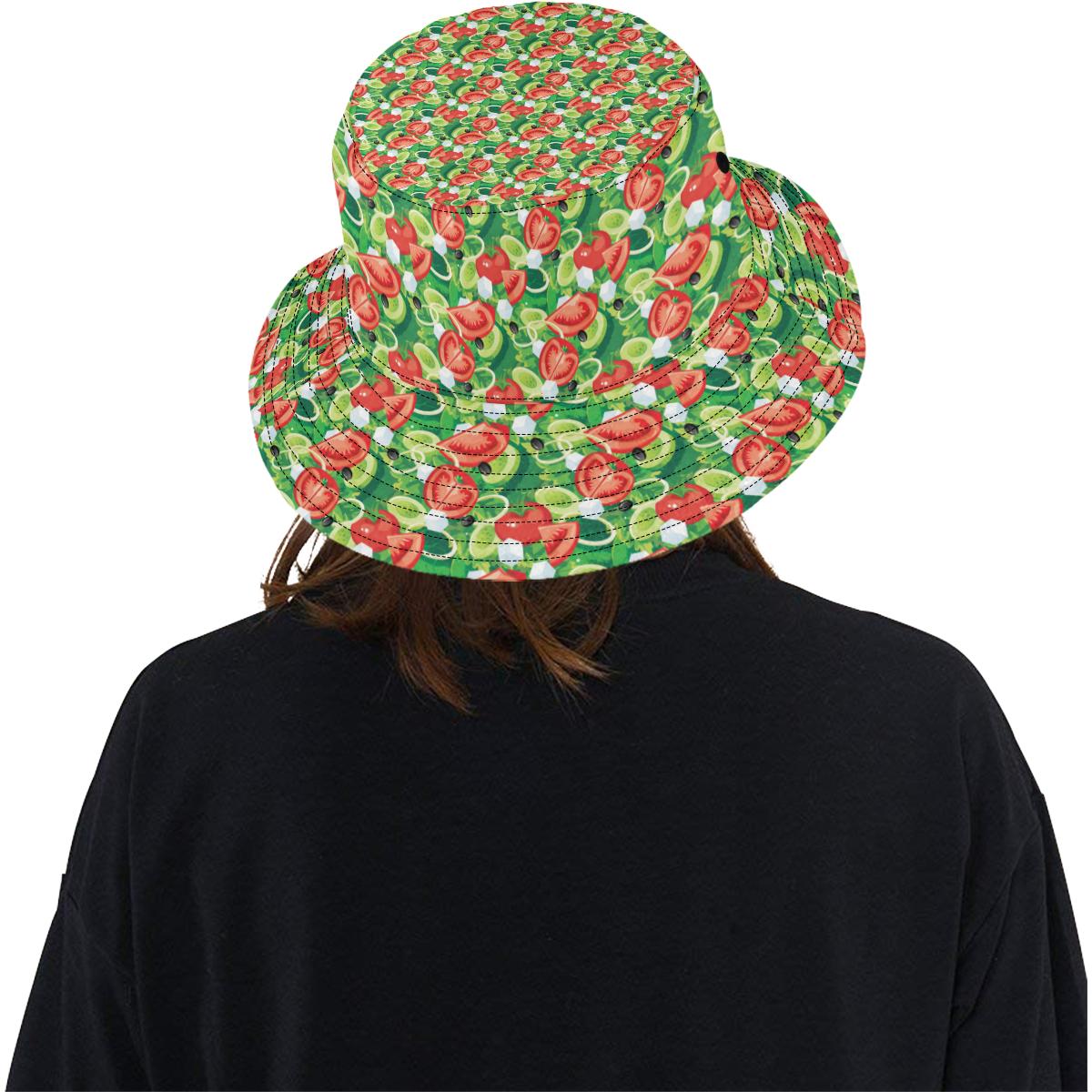 Vegan Salad Themed Design Print Unisex Bucket Hat