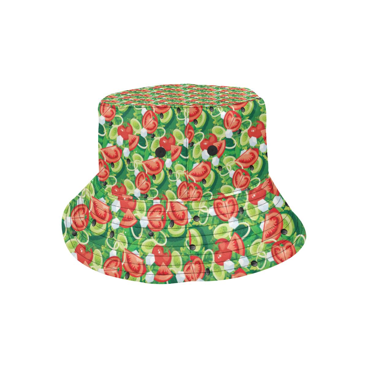 Vegan Salad Themed Design Print Unisex Bucket Hat