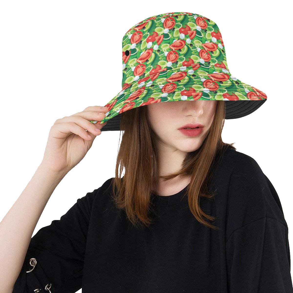 Vegan Salad Themed Design Print Unisex Bucket Hat