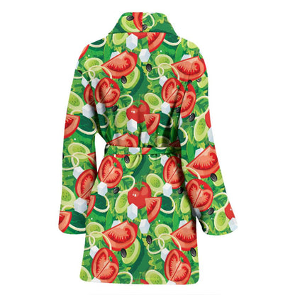 Vegan Salad Themed Design Print Women Bath Robe-JTAMIGO.COM