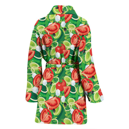 Vegan Salad Themed Design Print Women Bath Robe-JTAMIGO.COM