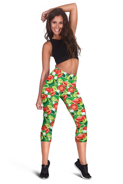 Vegan Salad Themed Design Print Women Capris