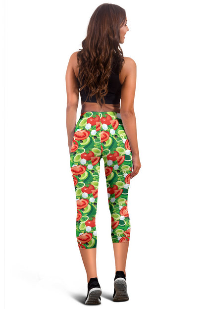 Vegan Salad Themed Design Print Women Capris