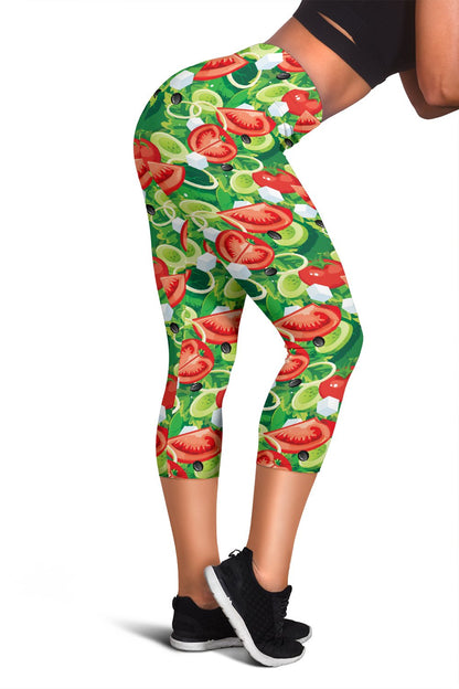 Vegan Salad Themed Design Print Women Capris
