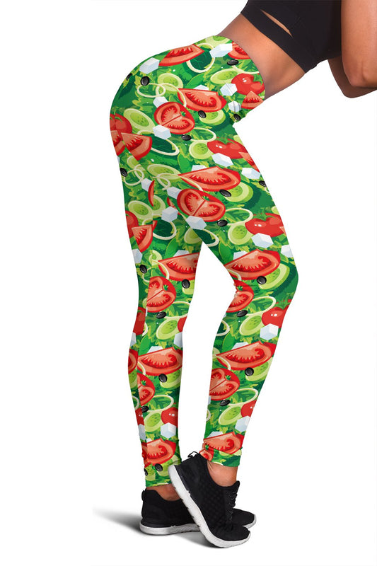 Vegan Salad Themed Design Print Women Leggings