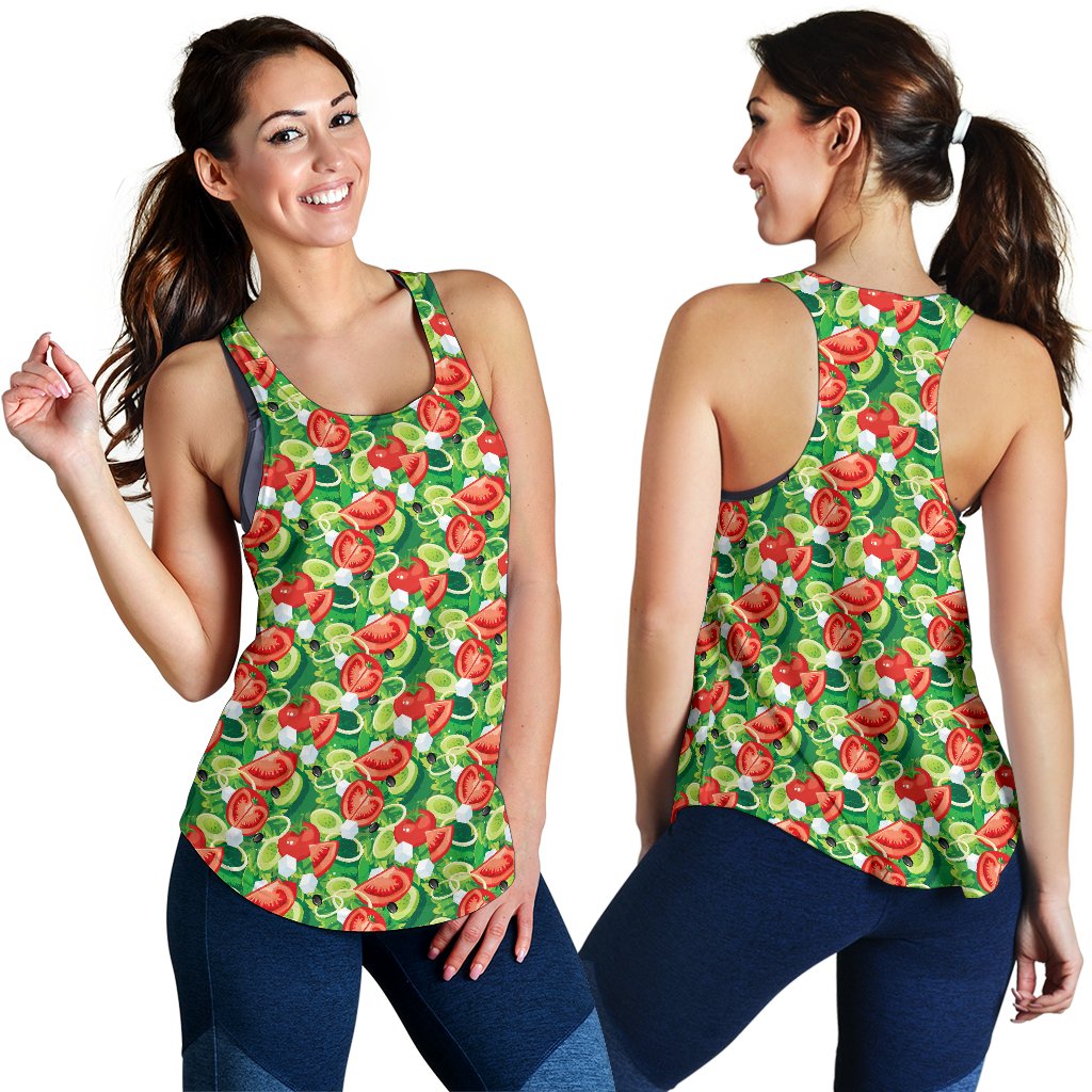 Vegan Salad Themed Design Print Women Racerback Tank Top