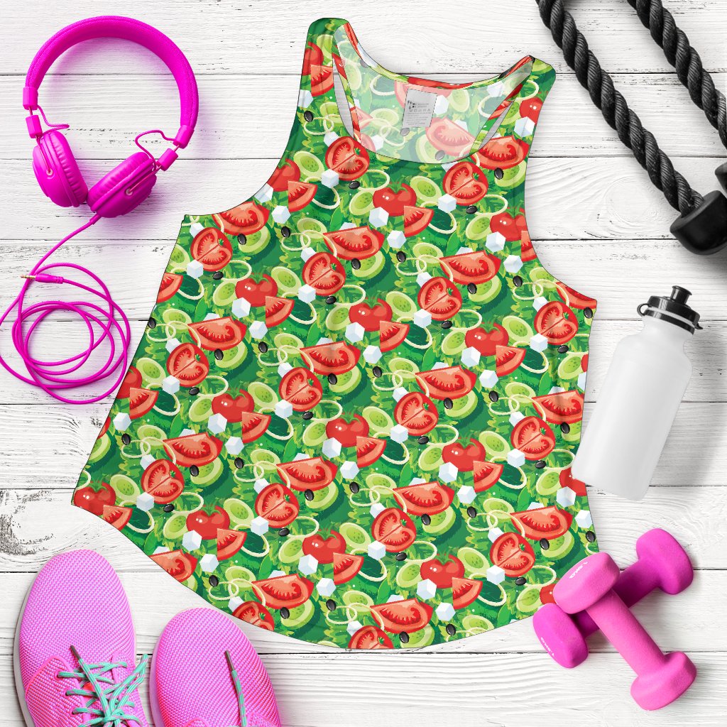 Vegan Salad Themed Design Print Women Racerback Tank Top
