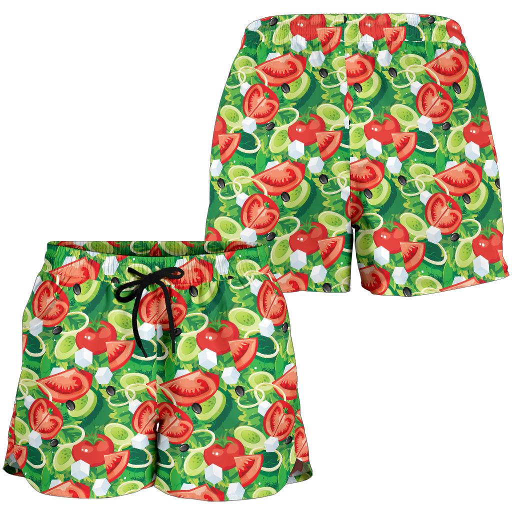 Vegan Salad Themed Design Print Women Shorts-JTAMIGO.COM