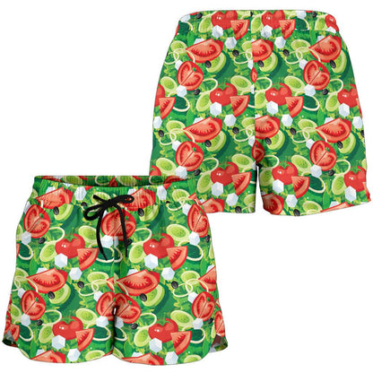 Vegan Salad Themed Design Print Women Shorts-JTAMIGO.COM
