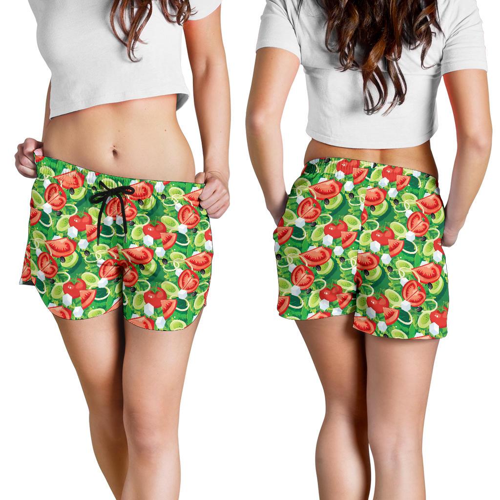Vegan Salad Themed Design Print Women Shorts-JTAMIGO.COM
