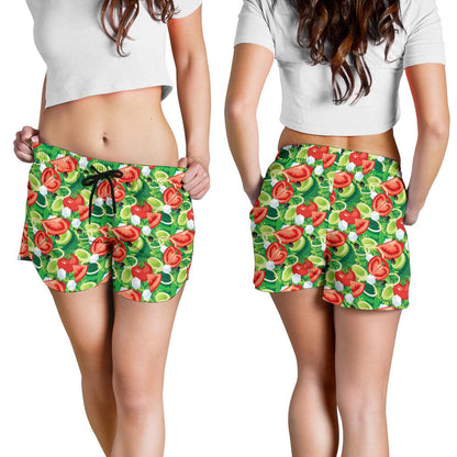 Vegan Salad Themed Design Print Women Shorts-JTAMIGO.COM