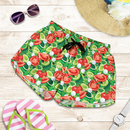 Vegan Salad Themed Design Print Women Shorts-JTAMIGO.COM