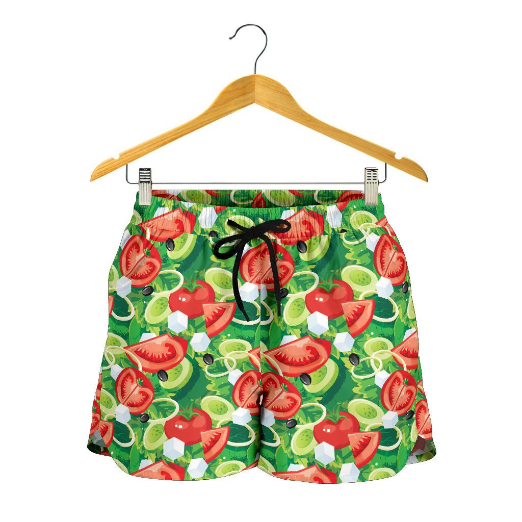 Vegan Salad Themed Design Print Women Shorts-JTAMIGO.COM