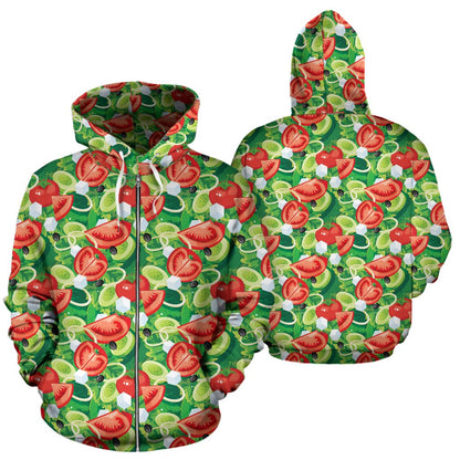 Vegan Salad Themed Design Print Zip Up Hoodie