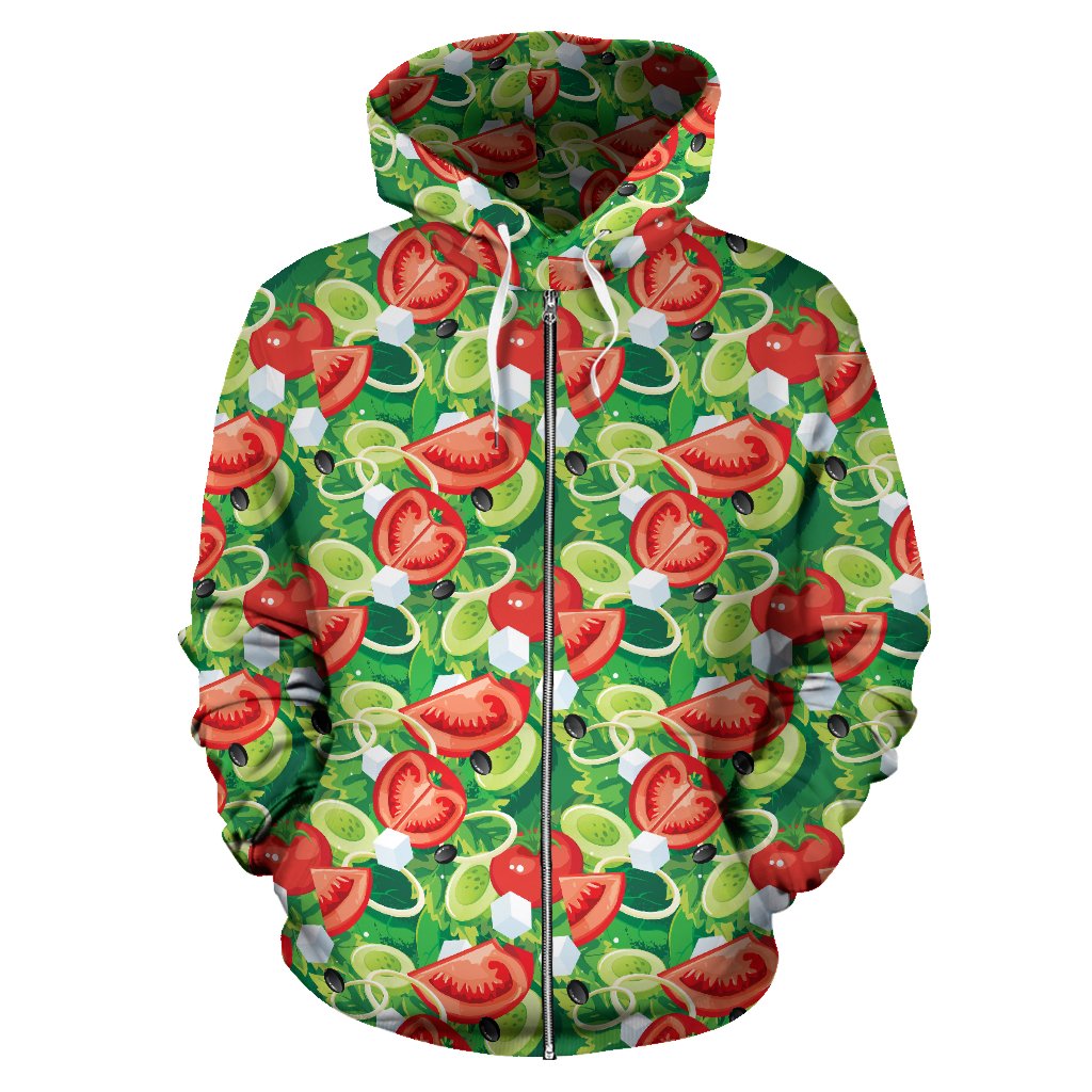 Vegan Salad Themed Design Print Zip Up Hoodie