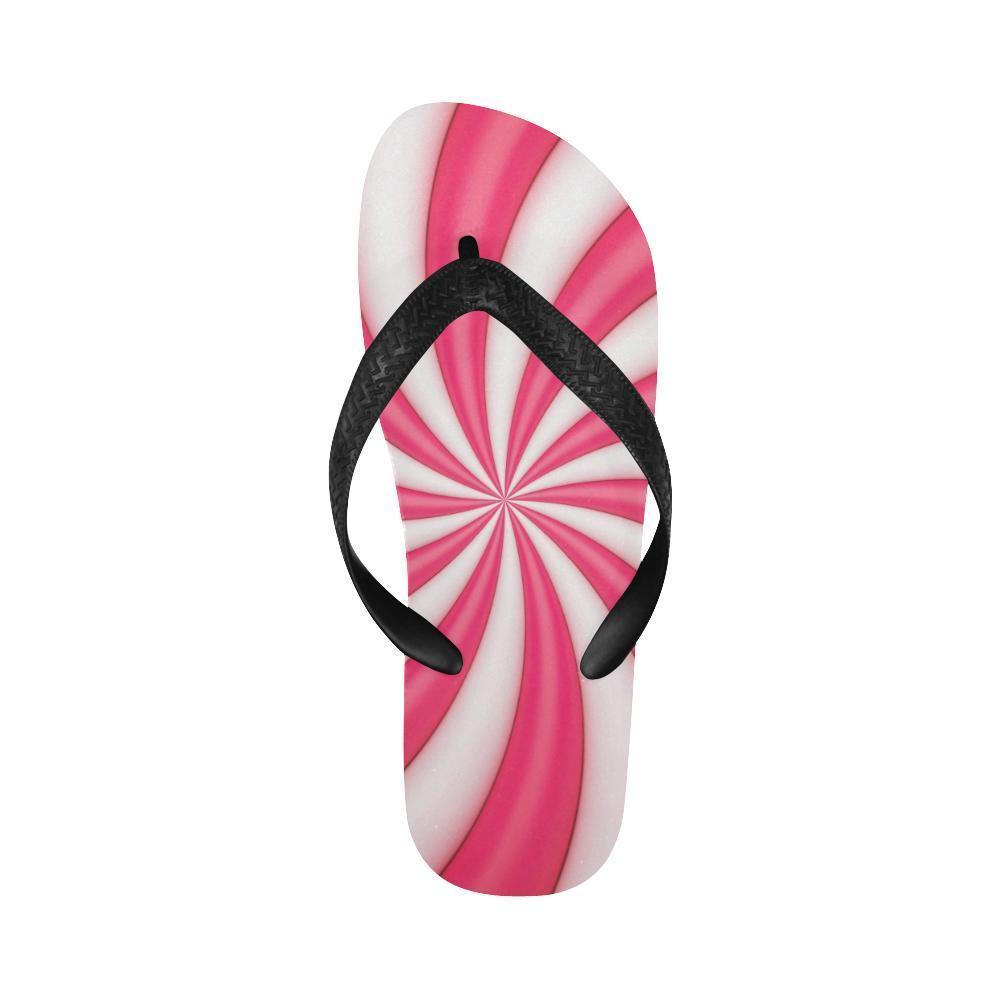 Vortex Twist Swirl Candy Print Flip Flops-JTAMIGO.COM