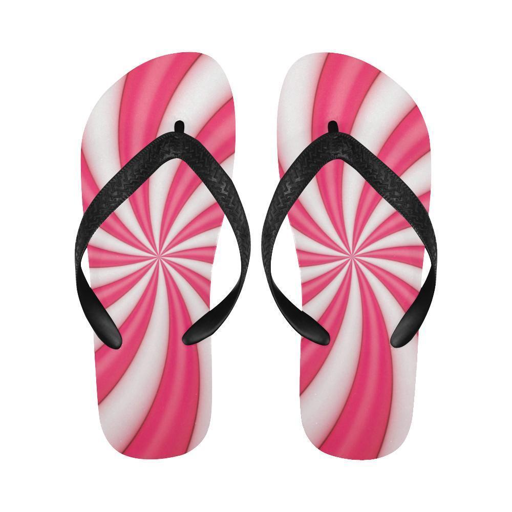 Vortex Twist Swirl Candy Print Flip Flops-JTAMIGO.COM