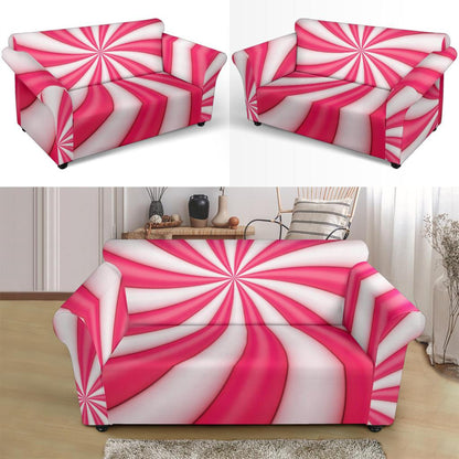 Vortex Twist Swirl Candy Print Loveseat Slipcover-JTAMIGO.COM
