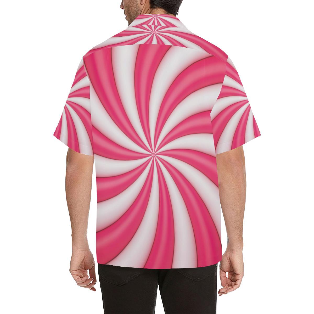 Vortex Twist Swirl Candy Print Men Aloha Hawaiian Shirt