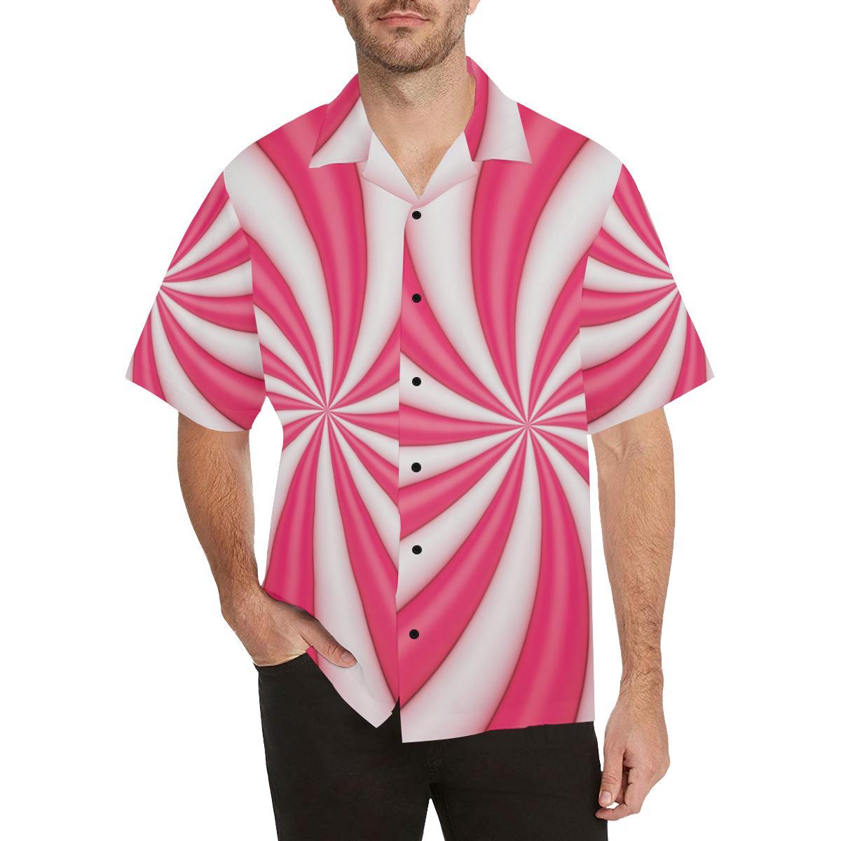 Vortex Twist Swirl Candy Print Men Aloha Hawaiian Shirt