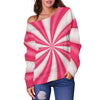 Vortex Twist Swirl Candy Print Off Shoulder Sweatshirt