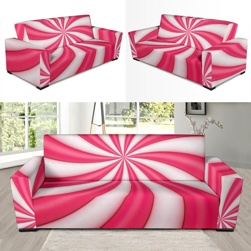 Vortex Twist Swirl Candy Print Sofa Slipcover-JTAMIGO.COM