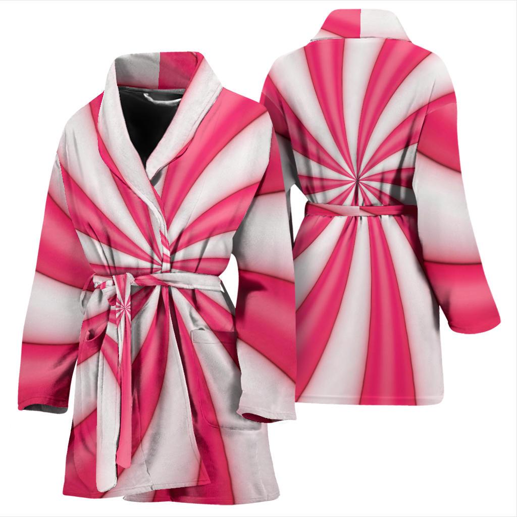 Vortex Twist Swirl Candy Print Women Bath Robe-JTAMIGO.COM