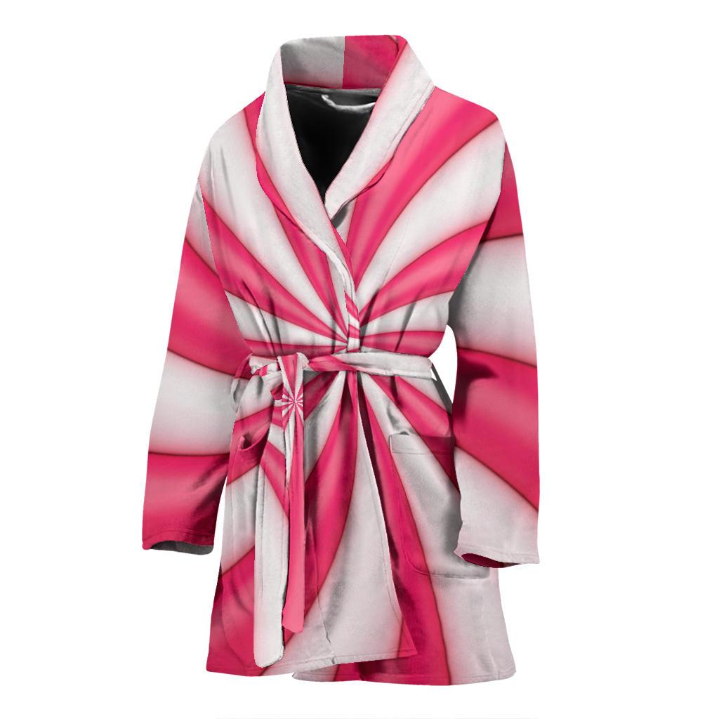 Vortex Twist Swirl Candy Print Women Bath Robe-JTAMIGO.COM