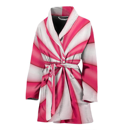 Vortex Twist Swirl Candy Print Women Bath Robe-JTAMIGO.COM