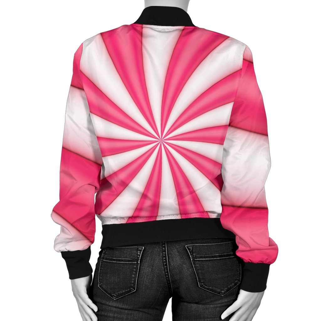 Vortex Twist Swirl Candy Print Women Casual Bomber Jacket
